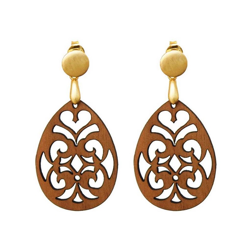 Wooden earrings Bohéme Walnut