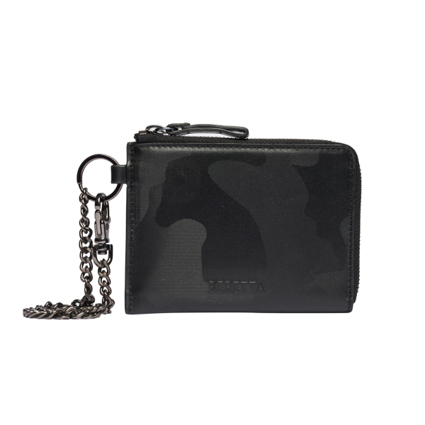 Zipped Pouch Wallet with chain - black