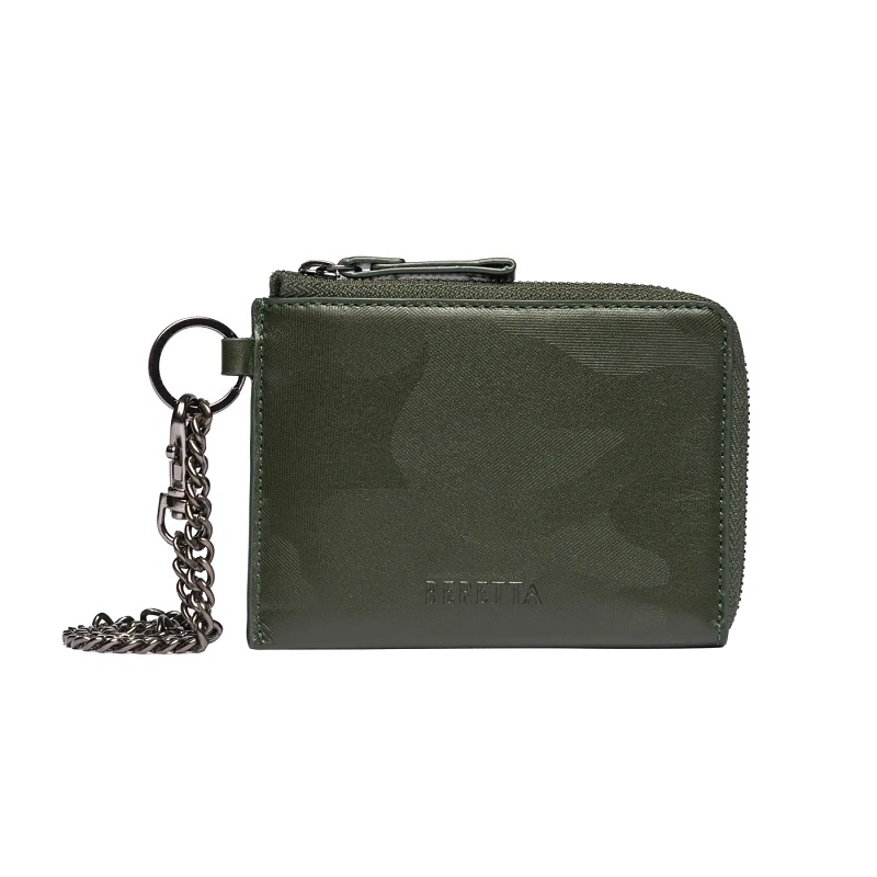 Zipped Pouch Wallet with chain - green