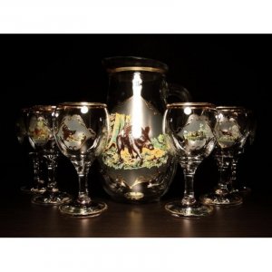 Jagerglass - Set of pitchers 1l + stemmed glasses