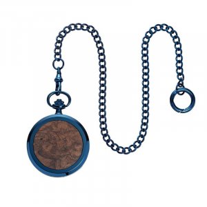Pocket Wooden Watch Skelett Blue