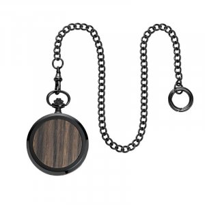 Pocket Wooden Watch Skelett Black