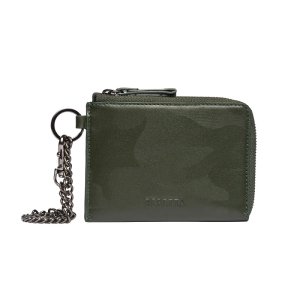 Zipped Pouch Wallet with chain - green