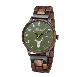 Men's wooden watch Hubertus Platzhirsch Moosgrün