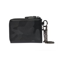 Zipped Pouch Wallet with chain - black
