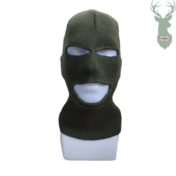 Green knitted balaclava