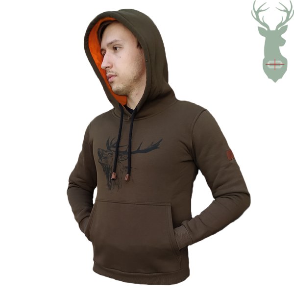 Sweatshirt pattern Deer - orange hood