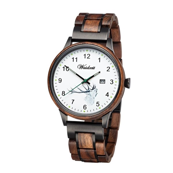 Men's wooden watch HUBERTUS with deer
