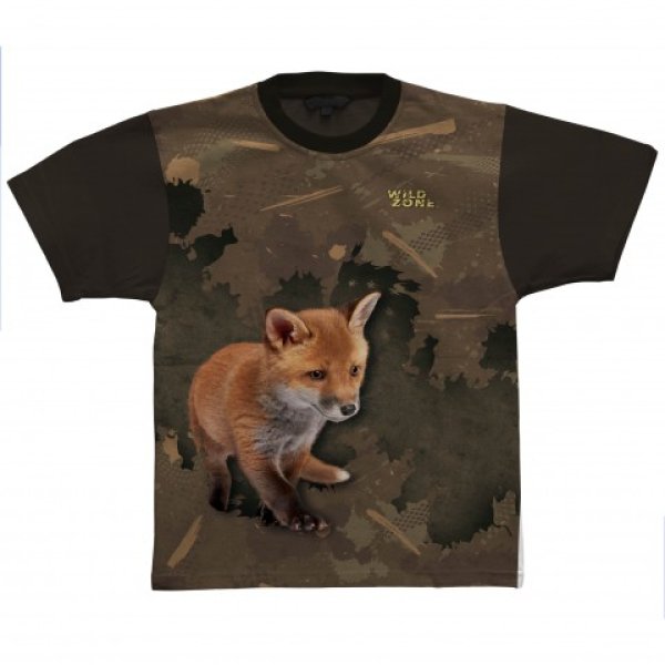 Wild Zone - T-shirt with fox pattern brown