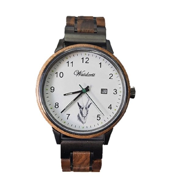 Men's wooden watch HUBERTUS with chamois
