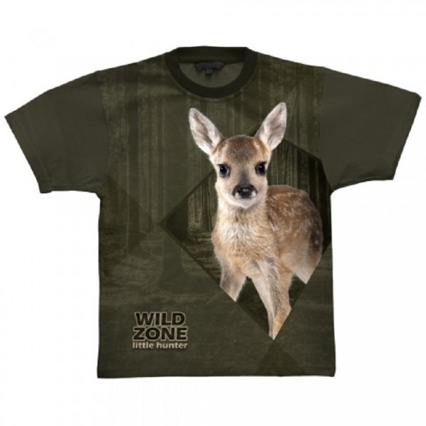Wild Zone - T-shirt with deer pattern green