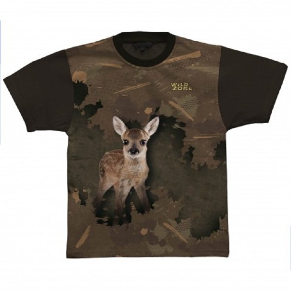 Wild Zone - T-shirt with deer pattern brown