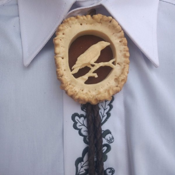 Hunting tie Bolo- Raven - handmade