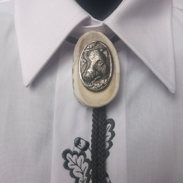 Hunting tie Bolo - Wild boar chrome I
