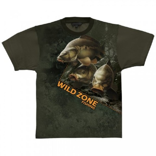 Wild Zone - T-shirt with carp pattern green