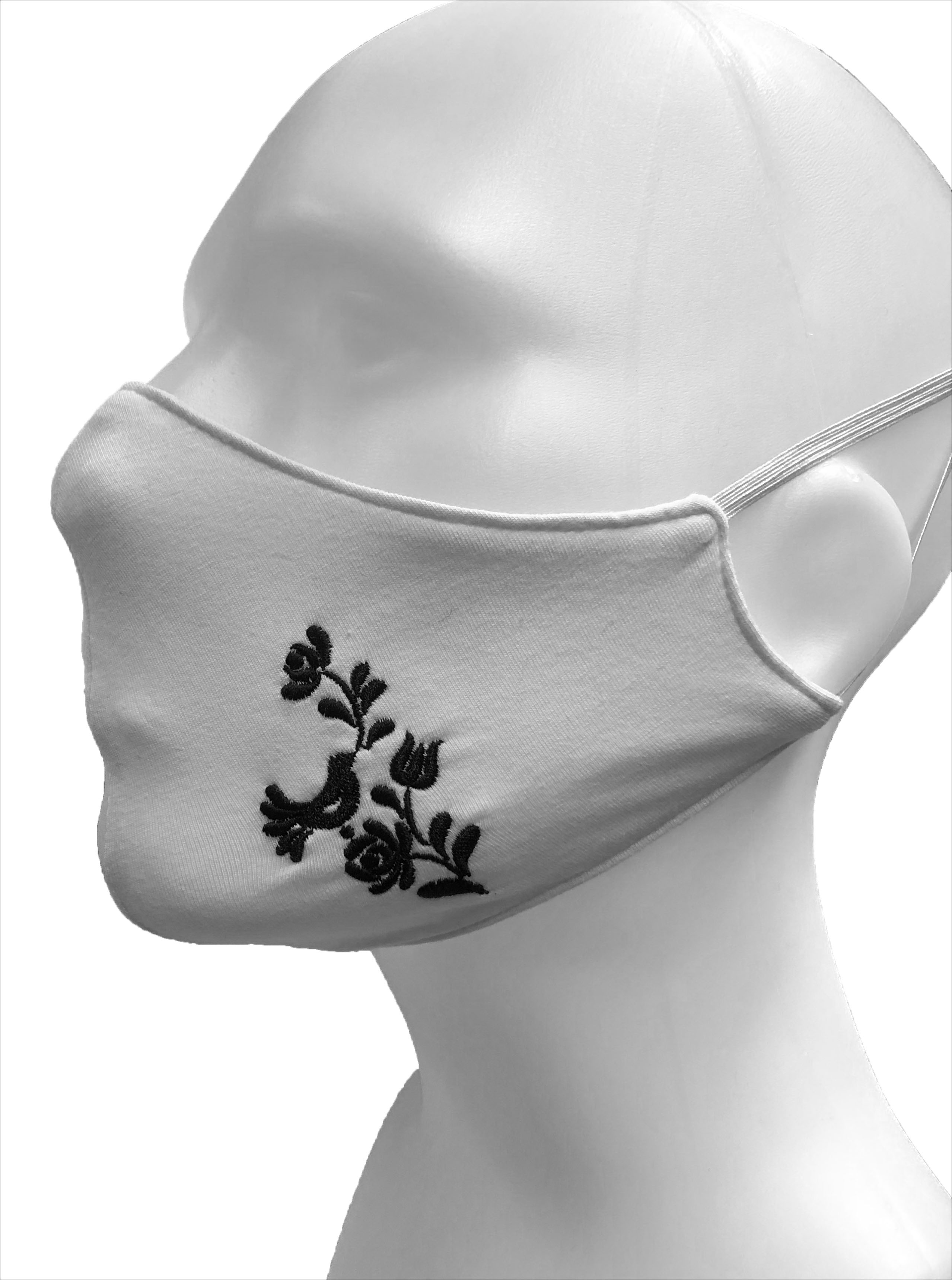 White embroidered drape - kalocsai pattern