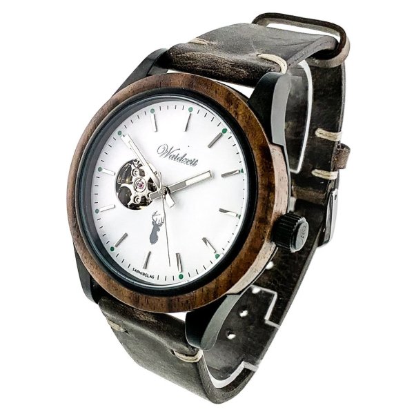 GAMSKAR wooden men's watch leather