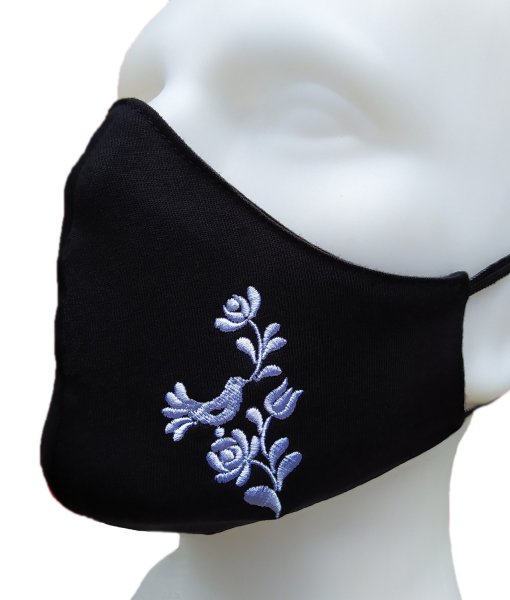 Drape embroidered black - kalocsai white pattern